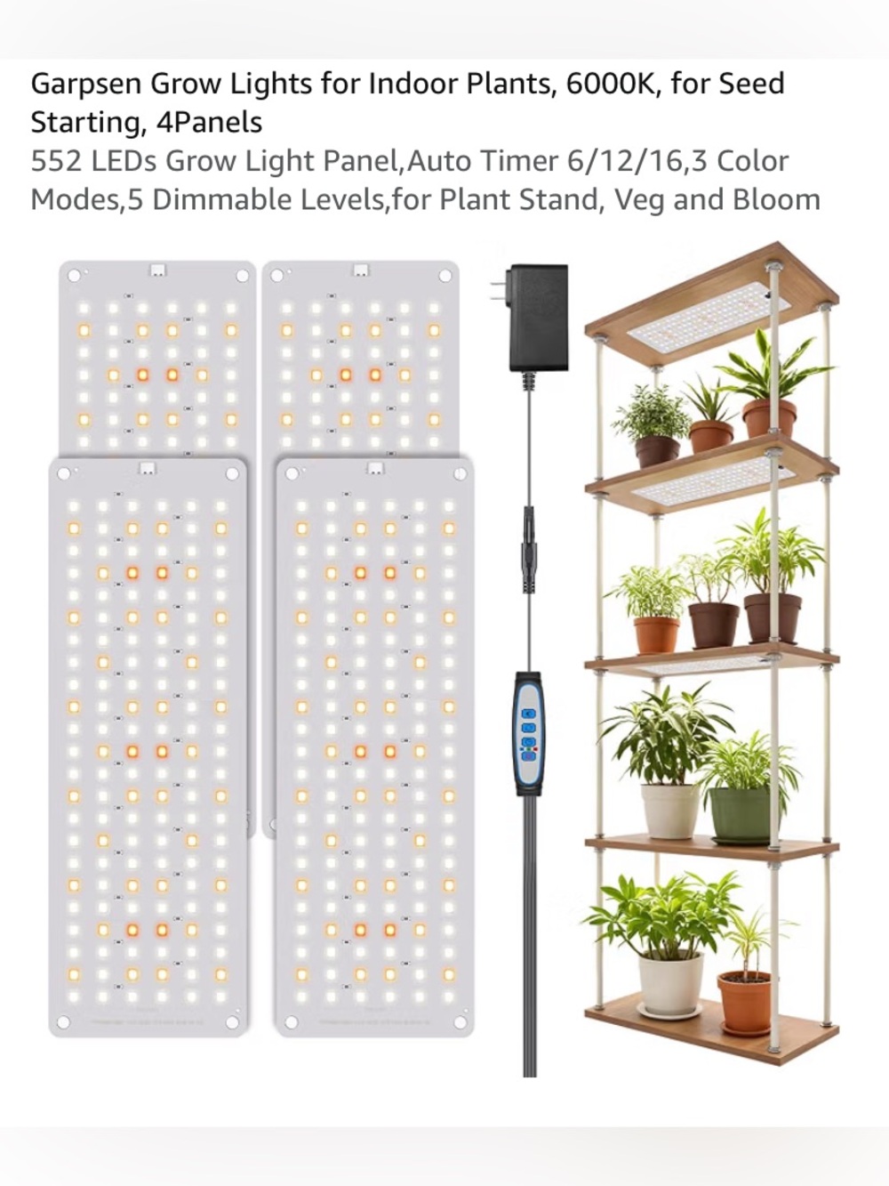 Garpsen 6000K LED Grow Light Panels (White) - 4 Pack BNIB